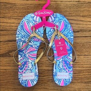 Lilly Pulitzer for Target Blue and Gold Sandals